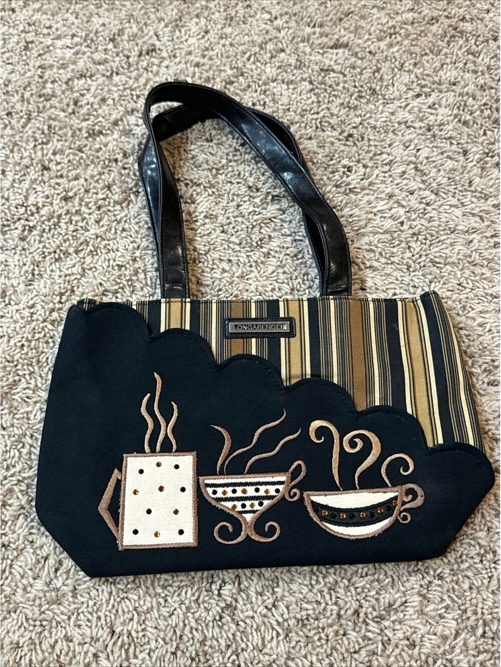 LongaBerger Baskets Spiced Pumpkin Latte Hot Coffee Medium Faux Gems Purse Bag